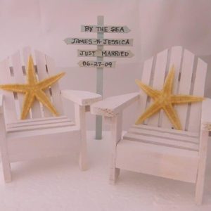 6-adirondack-chairs-starfish-beach-wedding-cake-topper-300x300 Beach Wedding Cake Toppers & Nautical Cake Toppers