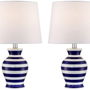 Camden Dark Blue and White Stripe Nautical Lamp