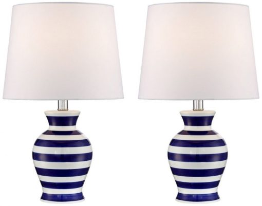 Camden Dark Blue and White Stripe Nautical Lamp