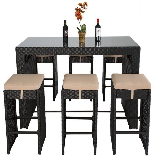 Best Choice Products Wicker Barstool Dining Set