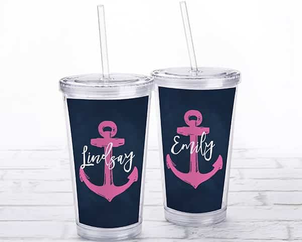 Nautical-Acrylic-Tumbler-with-Personalized-Insert-favors Beach Wedding Favors & Coastal Wedding Favors
