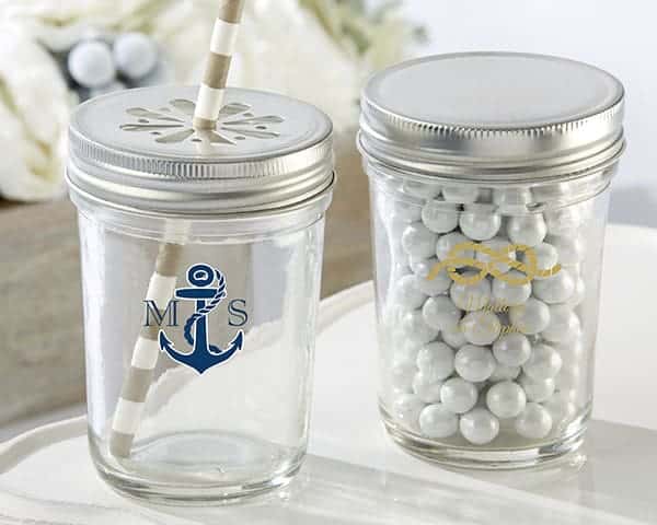Personalized-Nautical-Wedding-Printed-Glass-Mason-Jar Nautical Wedding Favors