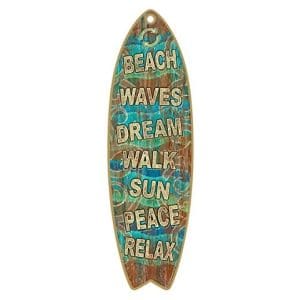 beach waves surfboard wooden sign