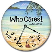 who-cares-beach-theme-wall-clock-18 Coastal Wall Clocks & Beach Wall Clocks