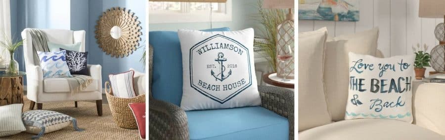 Rustic Beach Anchor & Rope Burlap Pillow Set