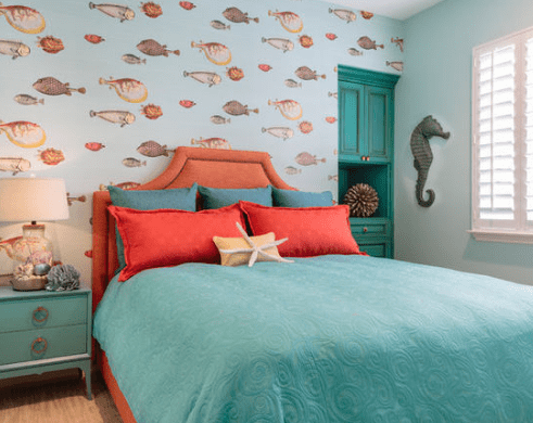 Beach-Guest-Bedroom-Suite-by-Caroline-Burke-Designs-and-Associates-Inc Over 100 Beautiful Beach Themed Bedroom Ideas