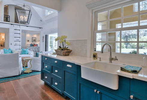 Saratoga-Pool-House-by-Mimi-Snowden-Design 101 Beautiful Beach Cottage Kitchens