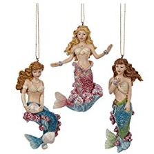 kurt-adler-set-of-3-mermaid-holiday-christmas-ornaments Mermaid Christmas Ornaments