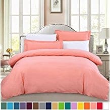 SUSYBAO-100-Cotton-3-Pieces-Coral-Duvet-Cover-Set Coral Bedding Sets and Coral Comforters