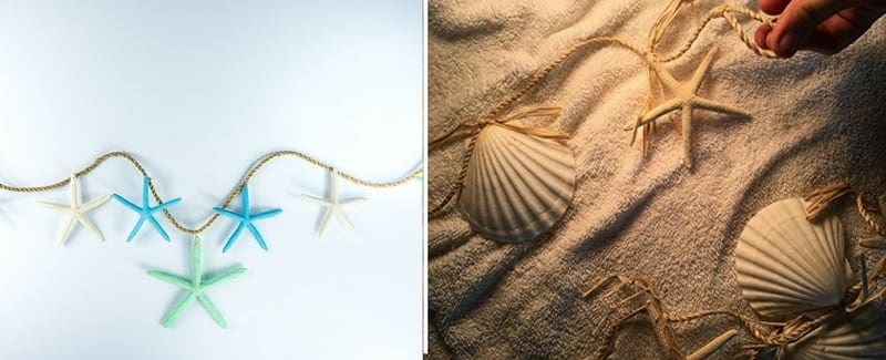 G-3 Details about   Beach House Window Garland Trim Seashells On A Rope Starfish Sea shells 