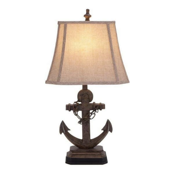 Deco-79-Polystone-Anchor-Lamp-Corner-Table-Light Anchor Decor & Nautical Anchor Decorations