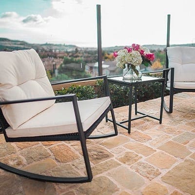 black-wicker-rocking-chairs-with-cushion White Wicker Furniture & White Rattan Furniture