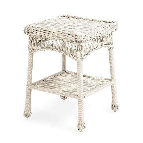 wicker-square-end-table White Wicker Furniture & White Rattan Furniture