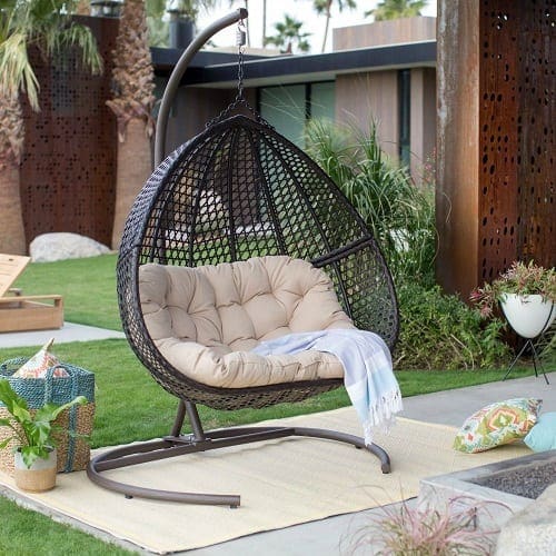 resin-wicker-hanging-egg-chair-loveseat Wicker Swing Chairs & Wicker Porch Swings