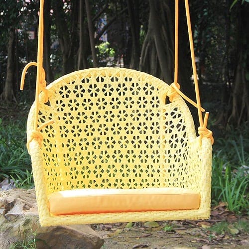 set-of-2-yellow-wicker-porch-chair-swings Wicker Swing Chairs & Wicker Porch Swings
