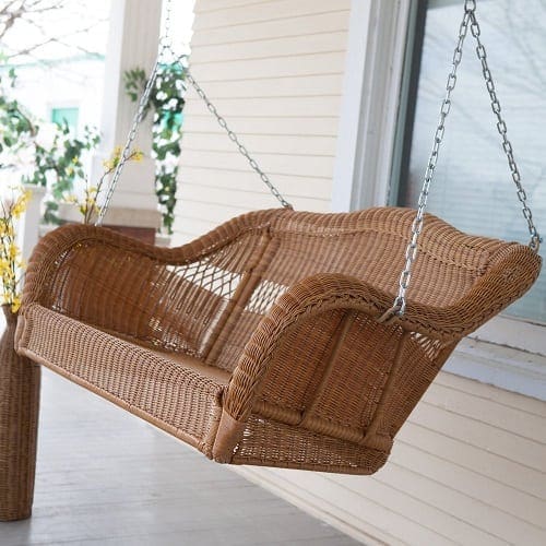 walnut-coast-wicker-porch-swing Wicker Swing Chairs & Wicker Porch Swings