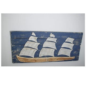 nautical-sailboat-wood-sign Wooden Beach Signs & Coastal Wood Signs