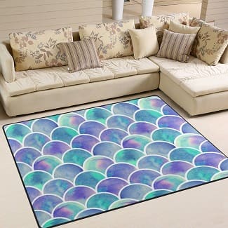 watercolor-rainbow-scale-area-rug Best Mermaid Area Rugs