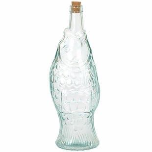 LowestoftFishRecycledwithcorkDecorativeBottle Large & Small Glass Bottles With Cork Toppers