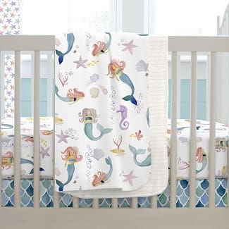 Carousel-Designs-Watercolor-Mermaids-Crib-Blanket Mermaid Crib Bedding and Mermaid Nursery Bedding Sets