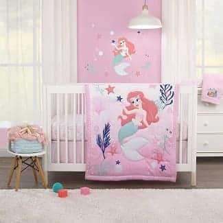 Disney-The-Little-Mermaid-Pink-Aqua-Coral-Ariel-Cute-by-Nature-3Piece-Nursery-Crib-Bedding-Set Mermaid Crib Bedding and Mermaid Nursery Bedding Sets