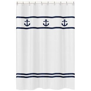 AnchorsAwayCottonSingleShowerCurtain Best Anchor Shower Curtains