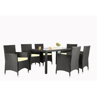 Alani7PieceDiningSetwithCushions Wicker Dining Tables & Wicker Patio Dining Sets