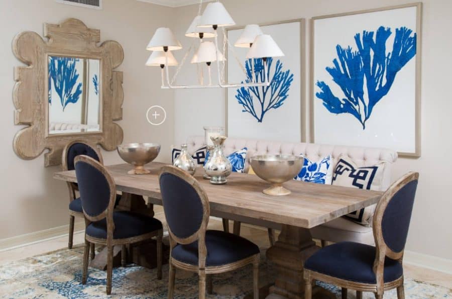 Navy-and-White-Dining-Room-by-Stonebreaker-Builders-Remodelers-scaled 62 Beach Dining Room Ideas