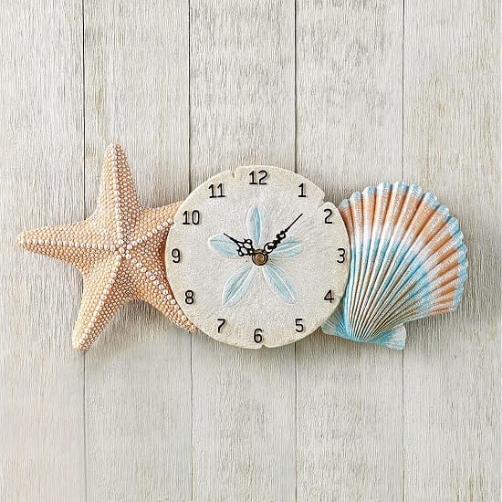 0-SuperiorTek-Collections-Etc-Beachy-Seashell-Wall-Clock 20 Seashell Wall Decor Ideas