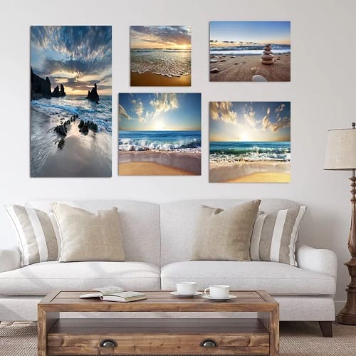5-Piece-Wrapped-Canvas-Gallery-Wall-Set 20 Beach and Coastal Gallery Wall Art Ideas