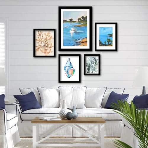 Blue-Natural-Coastal-Sailing 20 Beach and Coastal Gallery Wall Art Ideas