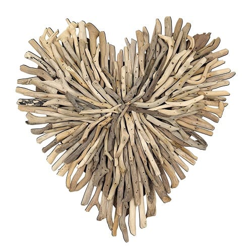 Creative-Co-Op-Driftwood-Heart-Shaped-Wall-Decor 20 Driftwood Wall Art & Wall Decor Ideas