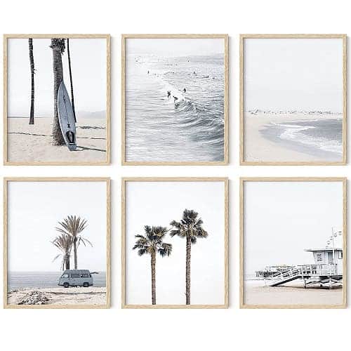 HAUS-AND-HUES-Beach-Posters-and-Beach-Wall-Decor-Set-of-6-Beach-Art-Prints-Black-and-White-Beach-Pictures-Wall-Art 20 Beach and Coastal Gallery Wall Art Ideas