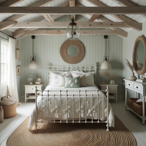 2-Photo-of-a-straightforward-cottage-bedroom-design-fitting-for-a-beach-house.-Exposed-wooden-beams-add-rusticity-to-the-room Over 100 Beautiful Beach Themed Bedroom Ideas