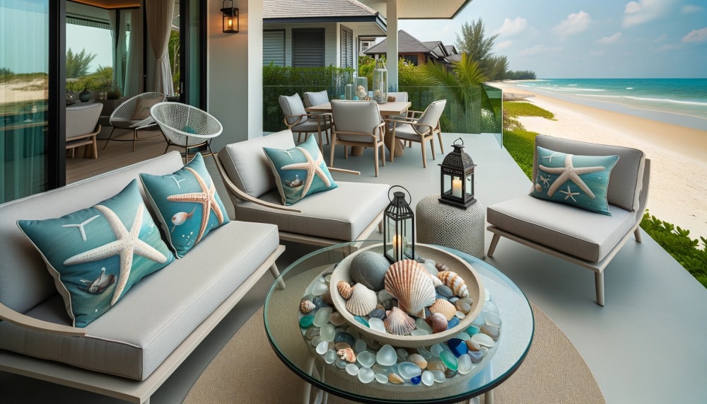 Photograph-of-a-beach-homes-outdoor-space-showcasing-modern-furniture-with-a-beach-theme Create Elegant Comfort with Modern Outdoor Furniture